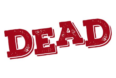 Vector cartoon illustration of dead text sticker. Isolated on white background.のイラスト素材
