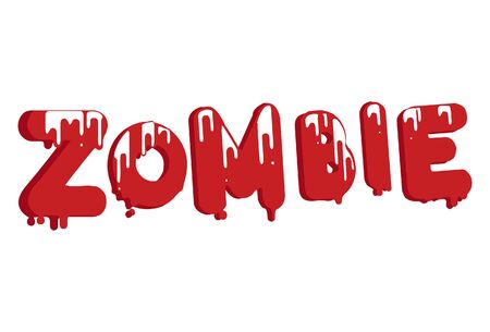 Vector cartoon illustration of zombie text sticker. Isolated on white background.のイラスト素材