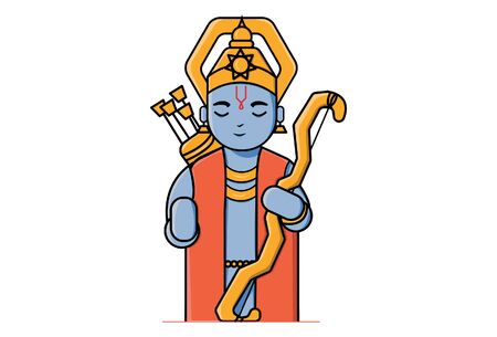 Vector cartoon illustration of God Rama. Isolated on a white background.のイラスト素材