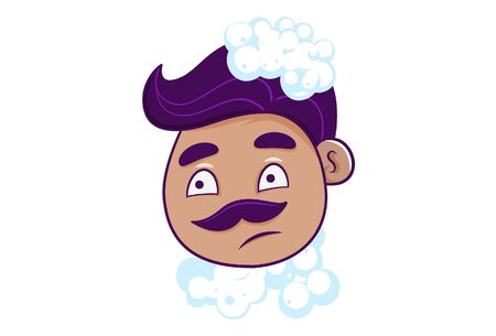 Vector cartoon illustration of man bathing. Isolated on white background.のイラスト素材