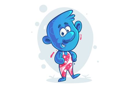 Vector cartoon illustration of sweetster monster showing thumbs up. Isolated on white background.のイラスト素材