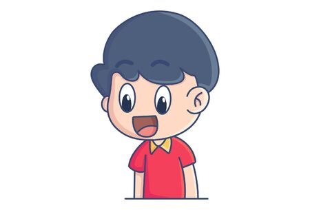 Vector cartoon illustration of smiling boy. Isolated on white background.のイラスト素材