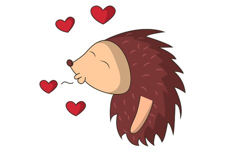 Vector cartoon illustration of hedgehog in love. Isolated on white background.のイラスト素材