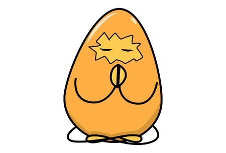 Vector cartoon illustration of egg exercising. Isolated on white background.のイラスト素材