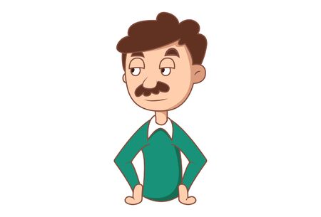 Vector cartoon illustration of man is sad. Isolated on white background.のイラスト素材