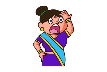 Vector cartoon illustration. Woman hand held on head. Isolated on white background.のイラスト素材