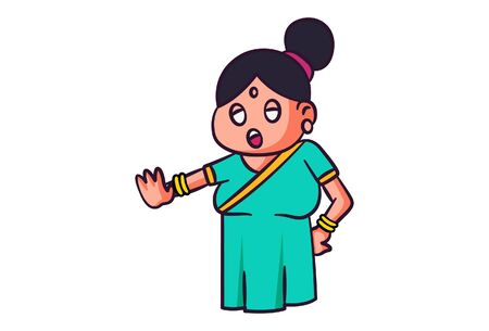 Vector cartoon illustration of woman is angry. Isolated on white background.のイラスト素材