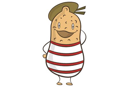 Vector cartoon illustration of groundnut wearing sailor dress. Isolated on white background.のイラスト素材