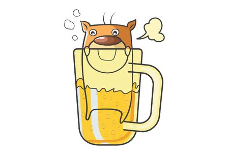Vector cartoon illustration. The character is in a glass. Isolated on white background.のイラスト素材