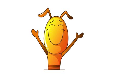 Vector cartoon illustration of the happy ant showing hands. Isolated on white background.のイラスト素材