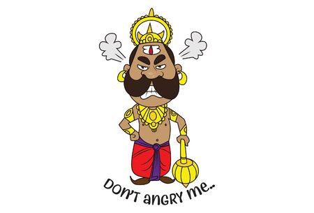 Vector cartoon illustration of Ravan saying don't angry me. Isolated on white background.のイラスト素材
