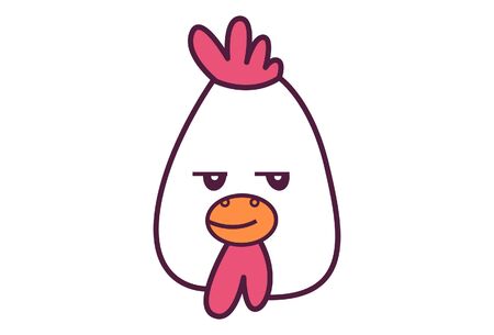 Vector cartoon illustration of a happy hen. Isolated on white background.のイラスト素材