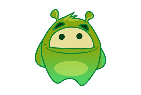 Vector cartoon illustration of a happy monster. Isolated on white background.のイラスト素材