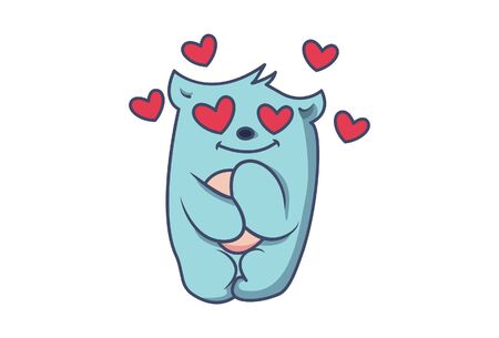 Vector cartoon illustration of a monster in love. Isolated on white background.のイラスト素材