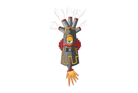 Vector cartoon illustration of an annoyed smokey monster. Isolated on white background.のイラスト素材