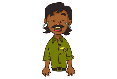 Vector cartoon illustration. Auto driver is crying loudly. Isolated on white background.のイラスト素材