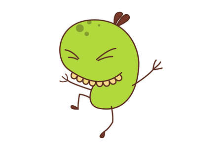 Vector cartoon illustration. Bean monster is dancing. Isolated on white background.のイラスト素材