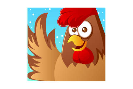 Vector cartoon illustration of hen bird. Isolated on white background.のイラスト素材
