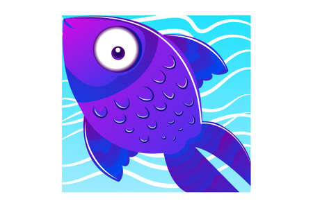 Vector cartoon illustration of a fish. Isolated on white background.のイラスト素材