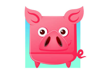 Vector cartoon illustration of a pig animal. Isolated on white background.のイラスト素材