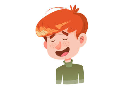 Vector cartoon illustration. Boy is crying. Isolated on white background.のイラスト素材