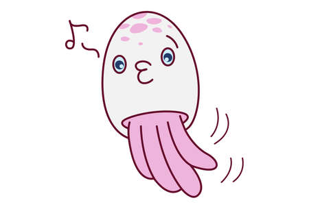 Vector cartoon illustration. Octopus is whistling. Isolated on white background.のイラスト素材