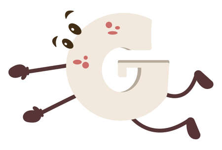 Vector cartoon illustration of Alphabet- G. Isolated on white background.のイラスト素材
