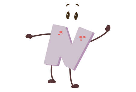 Vector cartoon illustration of Alphabet- N. Isolated on white background.のイラスト素材