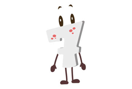 Vector cartoon illustration of number- 7. Isolated on white background.のイラスト素材