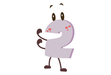 Vector cartoon illustration of number- 2. Isolated on white background.のイラスト素材