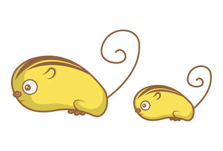 Vector cartoon illustration. Cute rats are walking. Isolated on white background.のイラスト素材