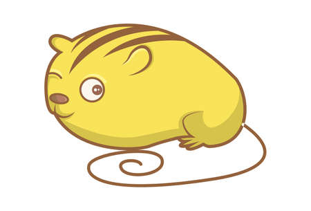 Vector cartoon illustration. Cute rat is smiling. Isolated on white background.のイラスト素材
