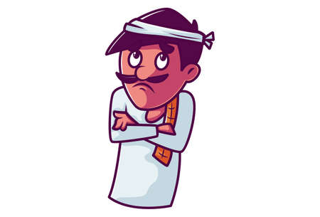 Vector cartoon illustration. Man is angry. Isolated on white background.のイラスト素材