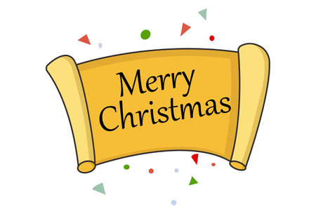 Vector cartoon illustration of Merry Christmas sticker. Isolated on white background.のイラスト素材