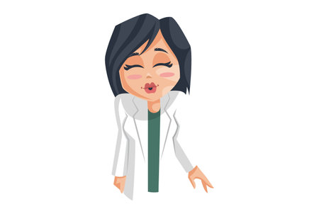 Vector graphic illustration. Lady doctor is making a pout. Individually on a white background.のイラスト素材