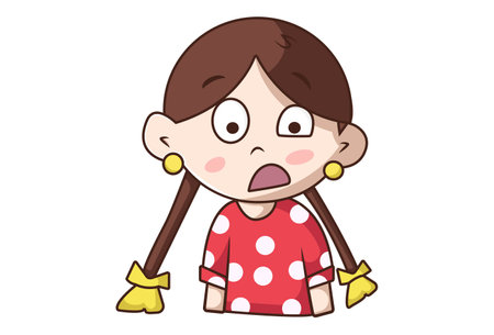 Vector cartoon illustration. Girl is unhappy. Isolated on white background.のイラスト素材