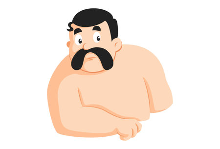 Vector cartoon illustration of an annoyed wrestler. Isolated on a white background.のイラスト素材