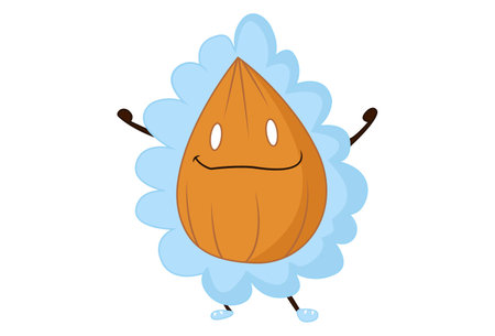 Vector cartoon illustration of Cute almond in water. Isolated on white background.のイラスト素材