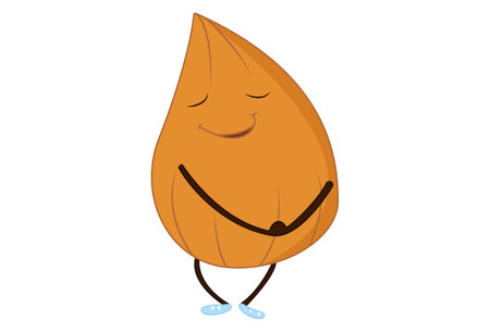 Vector cartoon illustration. Cute almond is annoyed. Isolated on white background.のイラスト素材