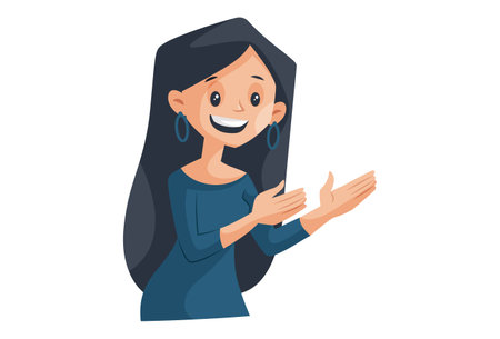 Vector graphic illustration of happy girl. Individually on white background.のイラスト素材