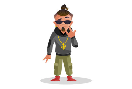Vector graphic illustration. Indian boy is standing in style. Individually on a white background.のイラスト素材