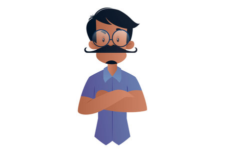 Vector graphic illustration of an Indian tailor. Individually on a white background.のイラスト素材