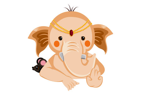 Vector graphic illustration of Lord Ganesha. Individually on white background.のイラスト素材