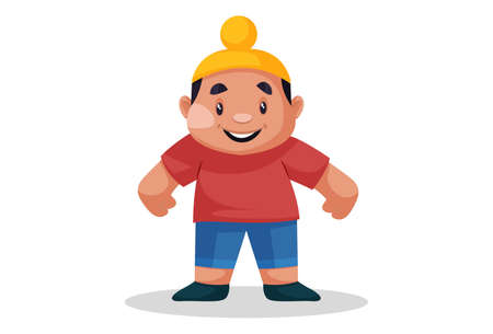 Vector graphic illustration. Punjabi boy is playing. Individually on a white background.のイラスト素材