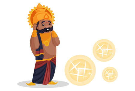 Vector graphic illustration. Ravana is scarring of the firecracker. Individually on a white background.のイラスト素材