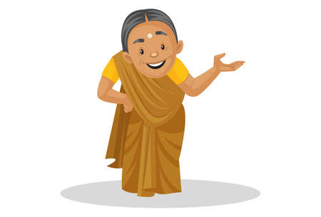 Vector graphic illustration. Manthra is happy and giving a hand expression. Individually on a white background.のイラスト素材
