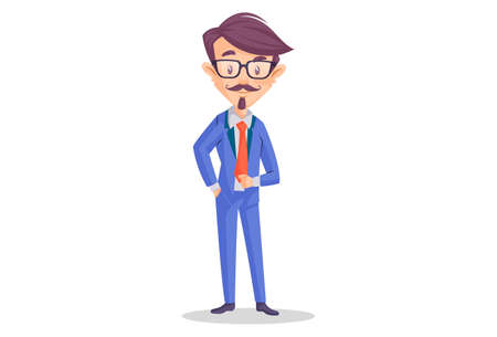 Businessman is wearing coat-pant and ready for the office. Vector graphic illustration. Individually on a white background.のイラスト素材