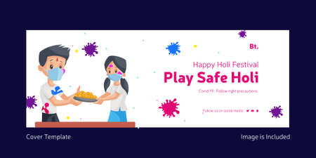 Play safe Holi cover design. Vector graphic illustration.のイラスト素材