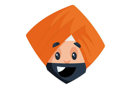 Punjabi man is happy. Vector graphic illustration. Individually on a white background.のイラスト素材
