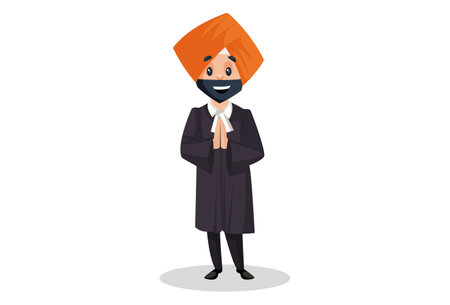 Punjabi judge is standing with greet hands. Vector graphic illustration. Individually on white background.のイラスト素材